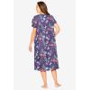 Only Necessities Plus Size Short Print Shirred Lounger(Dark Navy Butterfly)