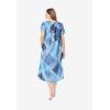 Only Necessities Plus Size Short Print Shirred Lounger(Dark Navy Butterfly)