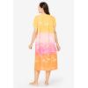 Only Necessities Plus Size Short Print Shirred Lounger(Multi Tropical Ombre)