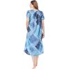 Only Necessities Plus Size Short Print Shirred Lounger(Soft Iris Pansy)
