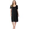 Only Necessities Plus Size Short Silky Lace-Trim Gown(Black)