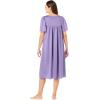 Only Necessities Plus Size Short Silky Lace-Trim Gown(Black)