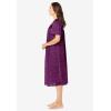 Only Necessities Plus Size Short Silky Lace-Trim Gown(Dark Berry Animal)