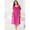 Only Necessities Plus Size Short Silky Lace-Trim Gown(Dark Berry Animal)