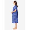 Only Necessities Plus Size Short Silky Lace-Trim Gown(French Blue Flower)