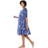 Only Necessities Plus Size Short Sweeping Printed Lounger(Black Lily)