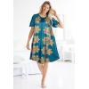 Only Necessities Plus Size Short Sweeping Printed Lounger(Caribbean Blue Tie Dye)
