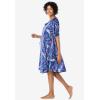 Only Necessities Plus Size Short Sweeping Printed Lounger(Caribbean Blue Tie Dye)