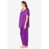 Only Necessities Plus Size Silky 2-Piece PJ Set(Dark Berry Animal)