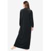 Only Necessities Plus Size Smocked Velour Long Robe(Black)