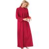 Only Necessities Plus Size Smocked Velour Long Robe(Classic Red)