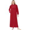 Only Necessities Plus Size Smocked Velour Long Robe(Classic Red)