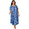 Only Necessities Plus Size Sweeping Printed Lounger(Black Floral)