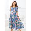 Only Necessities Plus Size Sweeping Printed Lounger(Caribbean Blue Tie Dye)