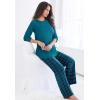 Only Necessities Plus Size Thermal PJ Set(Deep Teal Plaid)