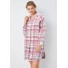ellos Plus Size Flannel Sleep Shirt(Delicate Pink Plaid)