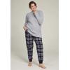 ellos Plus Size Plaid Flannel Sleep Pants(Navy Multi Plaid)