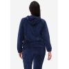 ellos Plus Size Stretch Velour Zip Front Long Sleeve Jacket With Hood(Fig)