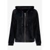 ellos Plus Size Stretch Velour Zip Front Long Sleeve Jacket With Hood(Fig)