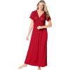 Amoureuse Plus Size Long Lace Top Stretch Knit Gown(Classic Red)
