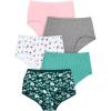 Comfort Choice Plus Size Full Coverage Stretch Cotton Brief 5-Pack(Bloom Pack)