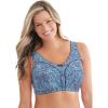Comfort Choice Women’s Plus Size Cotton Back-Close Wireless Bra(Sky Blue Zebra)