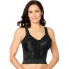 Comfort Choice Women’s Plus Size Easy Enhancer Wireless Longline Posture Bra(Black)