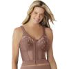 Comfort Choice Women’s Plus Size Embroidered Front-Close Longline Posture Bra(Mocha Nude Embroidery)