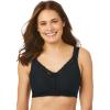 Comfort Choice Women’s Plus Size Front-Close Cotton Wireless Posture Bra(Black)