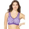 Comfort Choice Women’s Plus Size Wireless Front-Close Lounge Bra(Plum Burst Chevron)
