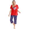 Dreams & Co. Plus Size 2-Piece Capri PJ Set(Navy Americana Heart)