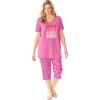 Dreams & Co. Plus Size 2-Piece Capri PJ Set(Peony Xoxo)