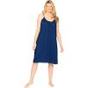 Dreams & Co. Plus Size Breezy Eyelet Short Nightgown(Evening Blue)