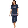 Dreams & Co. Plus Size Knit Capri Sleep Set(Navy Reef)