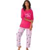 Dreams & Co. Plus Size Petite Long Sleeve Knit PJ Set(Pink Burst Candy Cane)