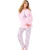Dreams & Co. Plus Size Petite Long Sleeve Knit PJ Set(Raspberry Sorbet Paris)