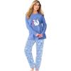 Dreams & Co. Plus Size Petite Long Sleeve Knit PJ Set(Sky Blue Winter Cat)