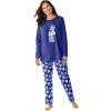 Dreams & Co. Plus Size Petite Long Sleeve Knit PJ Set(Ultra Blue Presents)