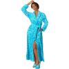 Dreams & Co. Plus Size Plush Wrap Robe(Pale Ocean Animal)