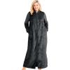 Dreams & Co. Plus Size Plush Zip-Front Robe(Black)