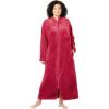 Dreams & Co. Plus Size Plush Zip-Front Robe(Classic Red)