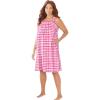 Dreams & Co. Plus Size Print Sleeveless Square Neck Lounger(Tropical Pink Gingham)