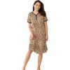 Dreams & Co. Plus Size Short Henley Sleepshirt(Classic Leopard)