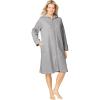 Dreams & Co. Plus Size Short Hooded Sweatshirt Robe(Heather Grey)