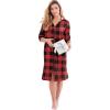 Dreams & Co. Plus Size Short Hooded Sweatshirt Robe(Red Buffalo Plaid)