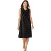 Dreams & Co. Plus Size Short Sleeveless Sleepshirt(Black Dot)