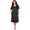 Dreams & Co. Plus Size Short T-Shirt Lounger(Black)