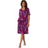 Dreams & Co. Plus Size Short T-Shirt Lounger(Deep Claret Painted Floral)