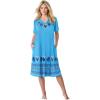 Dreams & Co. Plus Size Short T-Shirt Lounger(Paradise Blue Hearts)