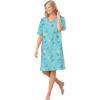 Dreams & Co. Plus Size Short-Sleeve Sleepshirt(Aqua Mint Dragonfly)